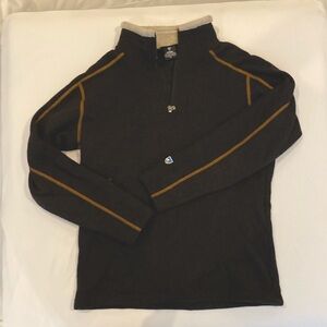 Nearly NEW, brown Kuhl 1/4  zip sweater w/ Alfpaca liner + accent stitchin